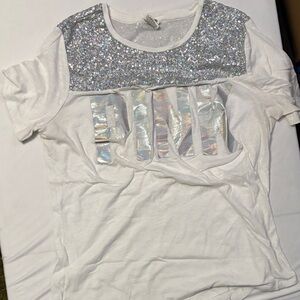 Victoria's Secret White Top with Silver Glitter
